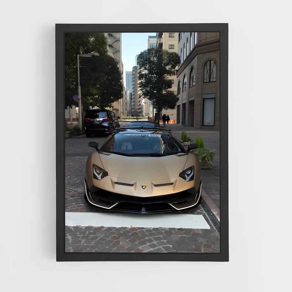Poster L'Aventador Doré – affiche Lamborghini (vue 2)
